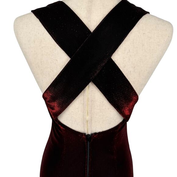 VTG 80s Women's Red Black Sparkly Two Toned Maurices A Line Maxi Prom Dress 7/8 - Picture 6 of 12